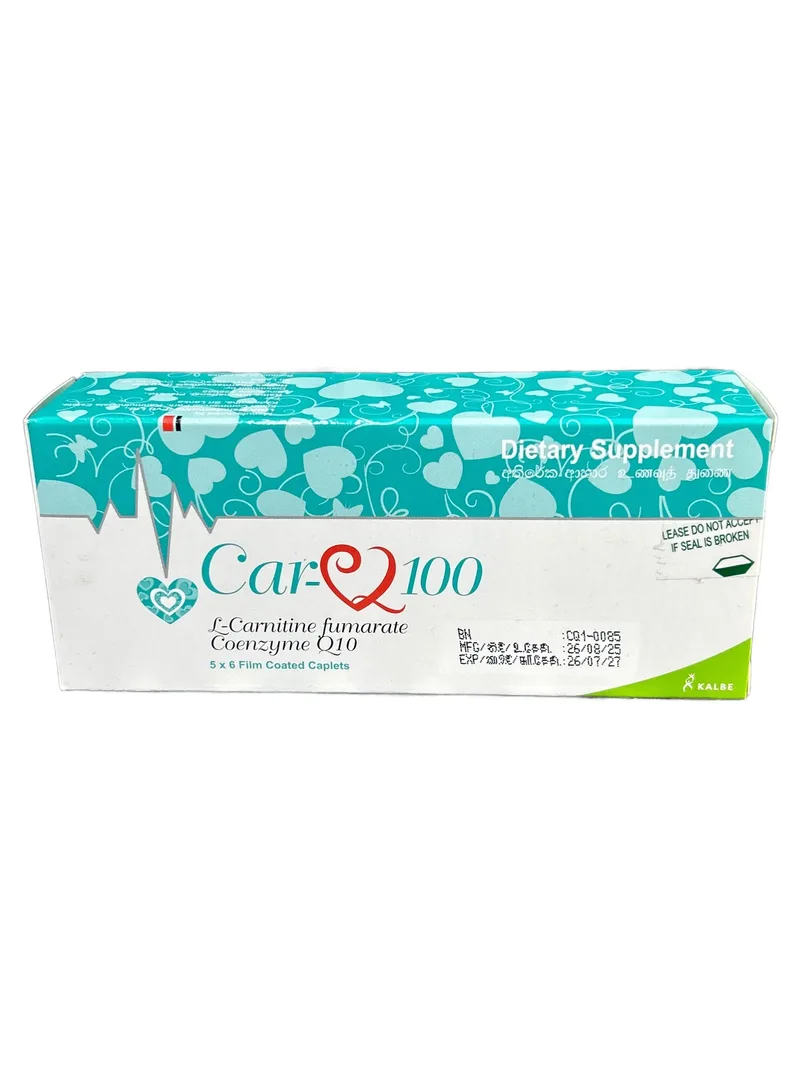 Car-Q 100 Card of 10 tablets L-carnitine + coenzyme Q10