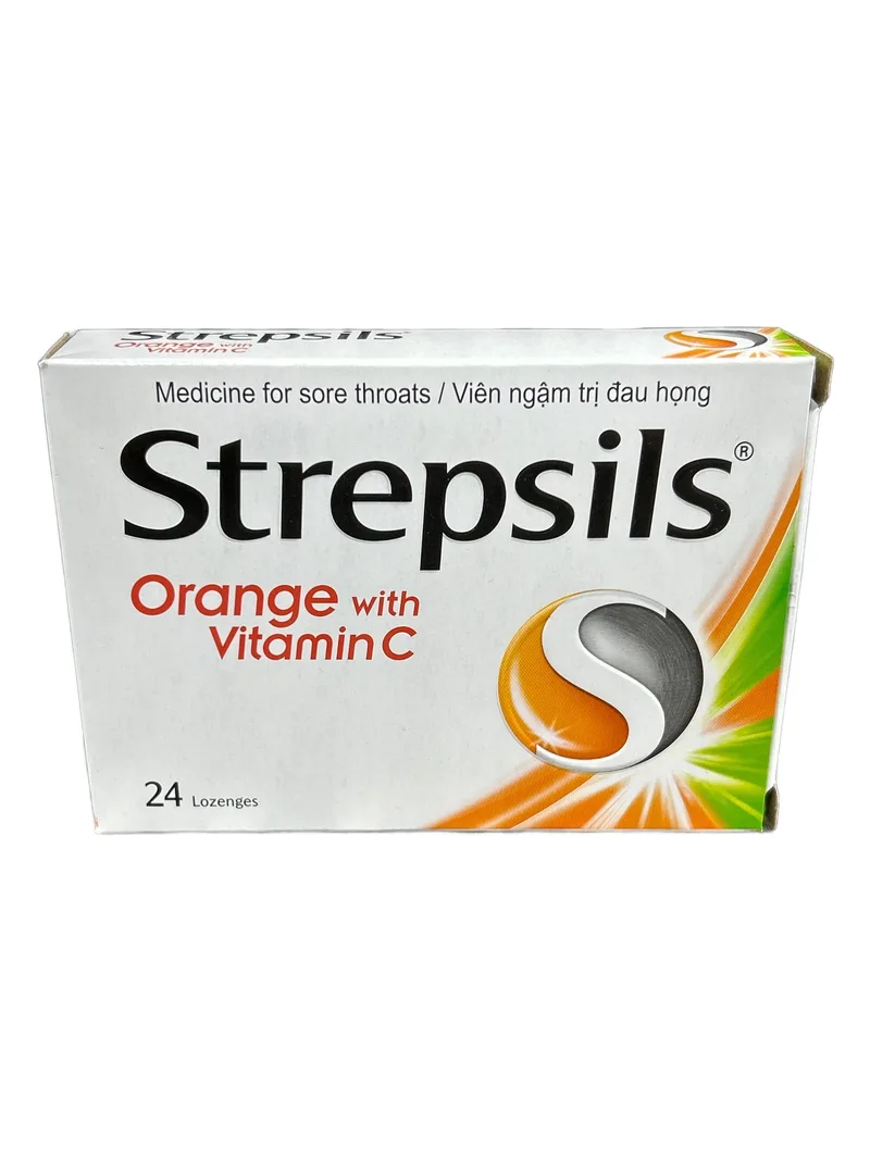 Strepsils Lozenges - 12s Orange with Vitamin C (Card of 12) Antiseptic lozenge