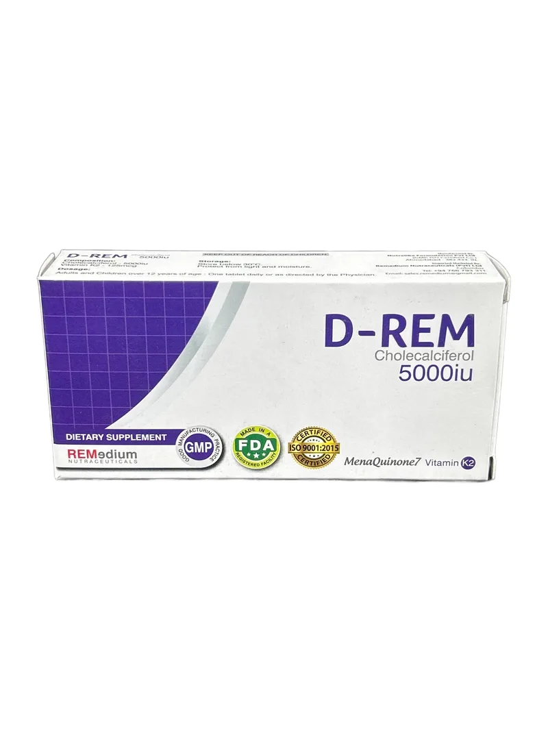 D Rem 5000IU Card of 10 tablets Vitamin D3