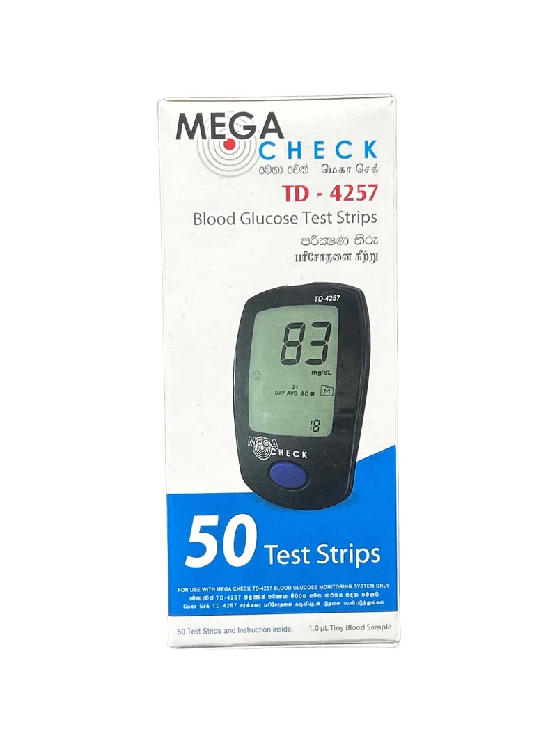 Mega Check Test Strips (4257) Card of 10 strips Blood glucose test strips