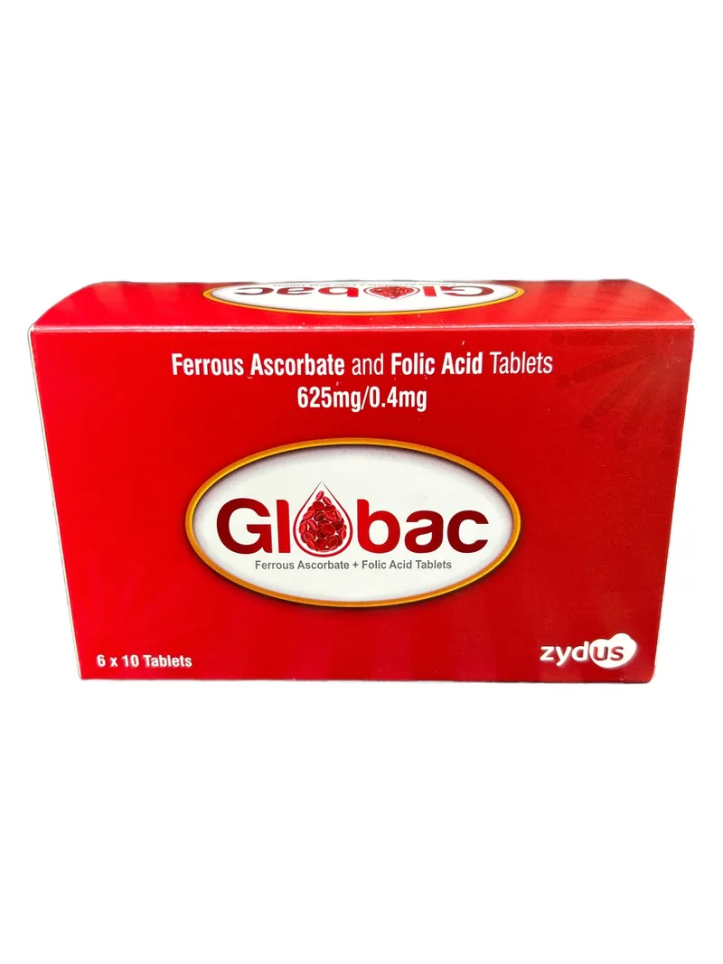 Globac Card of 10 tablets Ferrous ascorbate and folic acid tablets