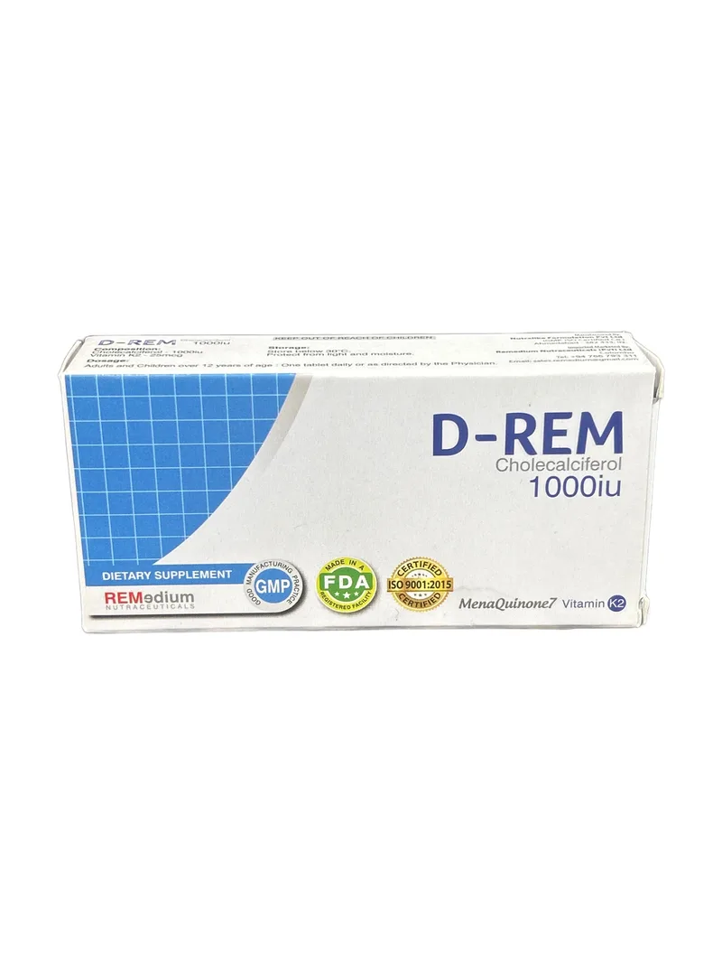 D Rem 1000IU Card of 10 tablets Vitamin D3