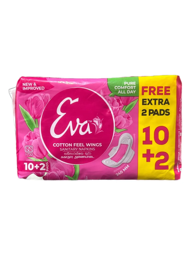 Eva Cotton Feel Wings Sanitary Pads 12 Pads Sanitary Napkins